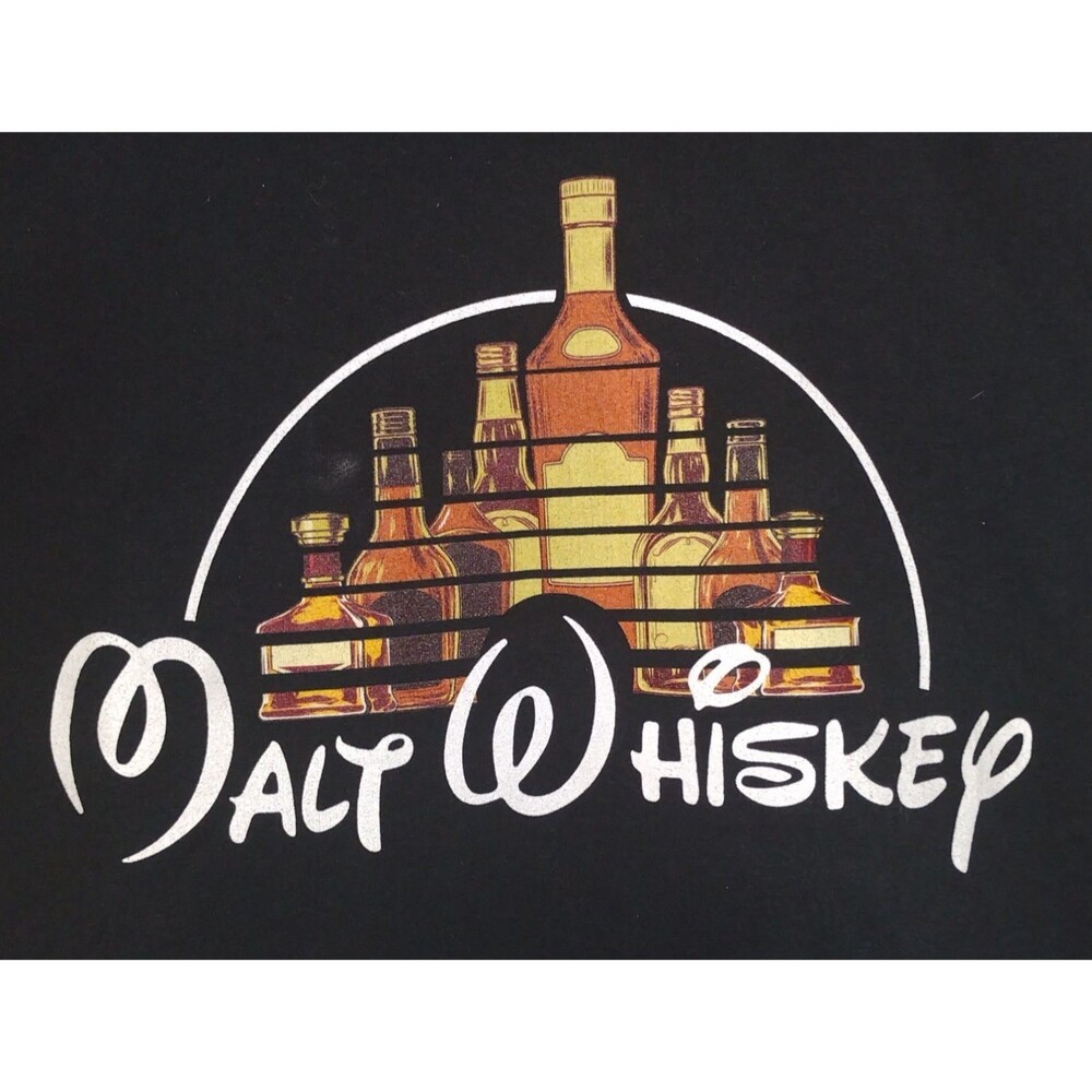 Malt Whiskey T-shirt Parody Graphic Print Size Large Black Funny NWOT